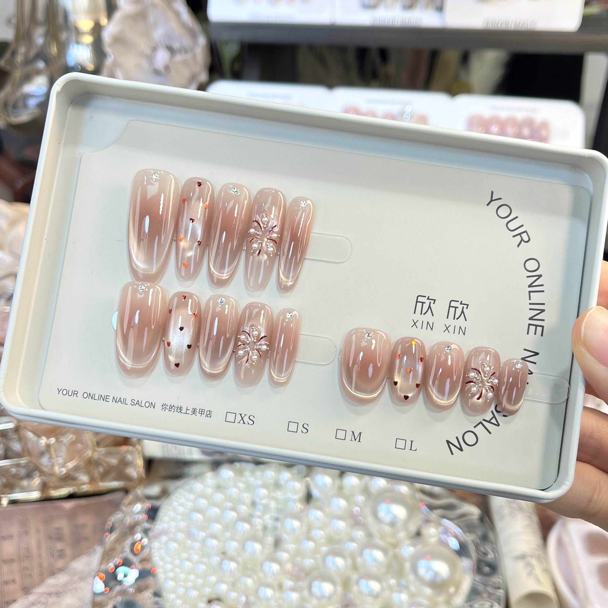 烟火甜心-Hand-painted clear bow 纯手工穿戴甲 10片装