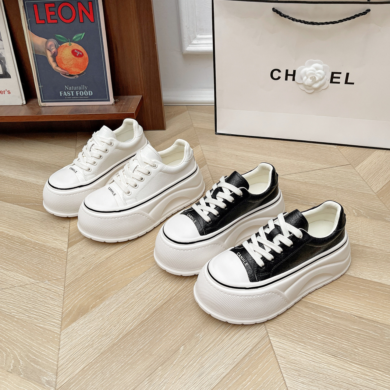 韩版7CM厚底小白鞋女2025秋季新款真皮松糕底娃娃头休闲鞋面包鞋