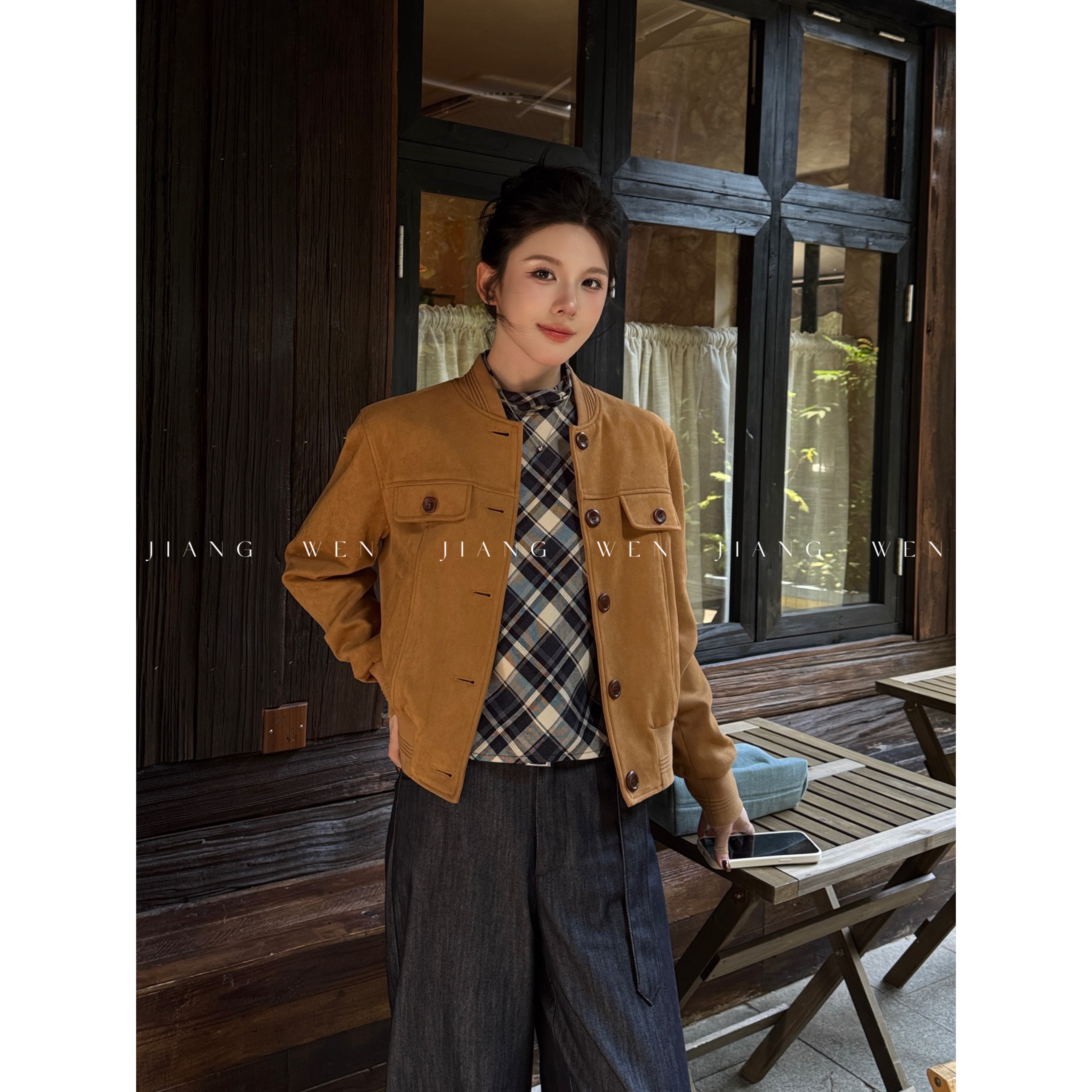 【圣摩夹克】绒感棒球外套女宽松美式复古夹克上衣