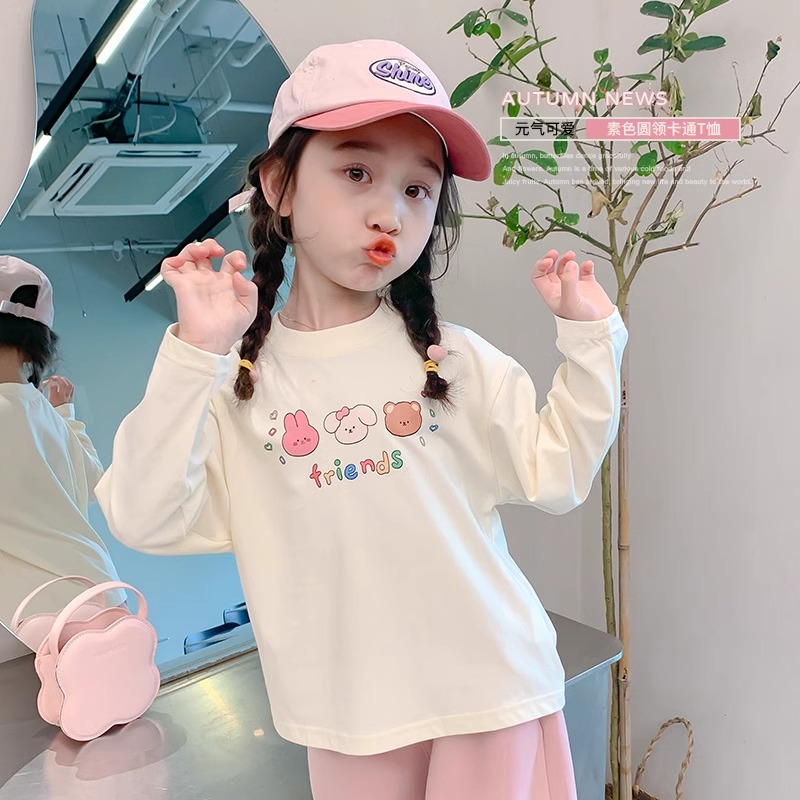 女童长袖t恤春秋款2025新款女孩宝宝衣服儿童装春装洋气上衣T