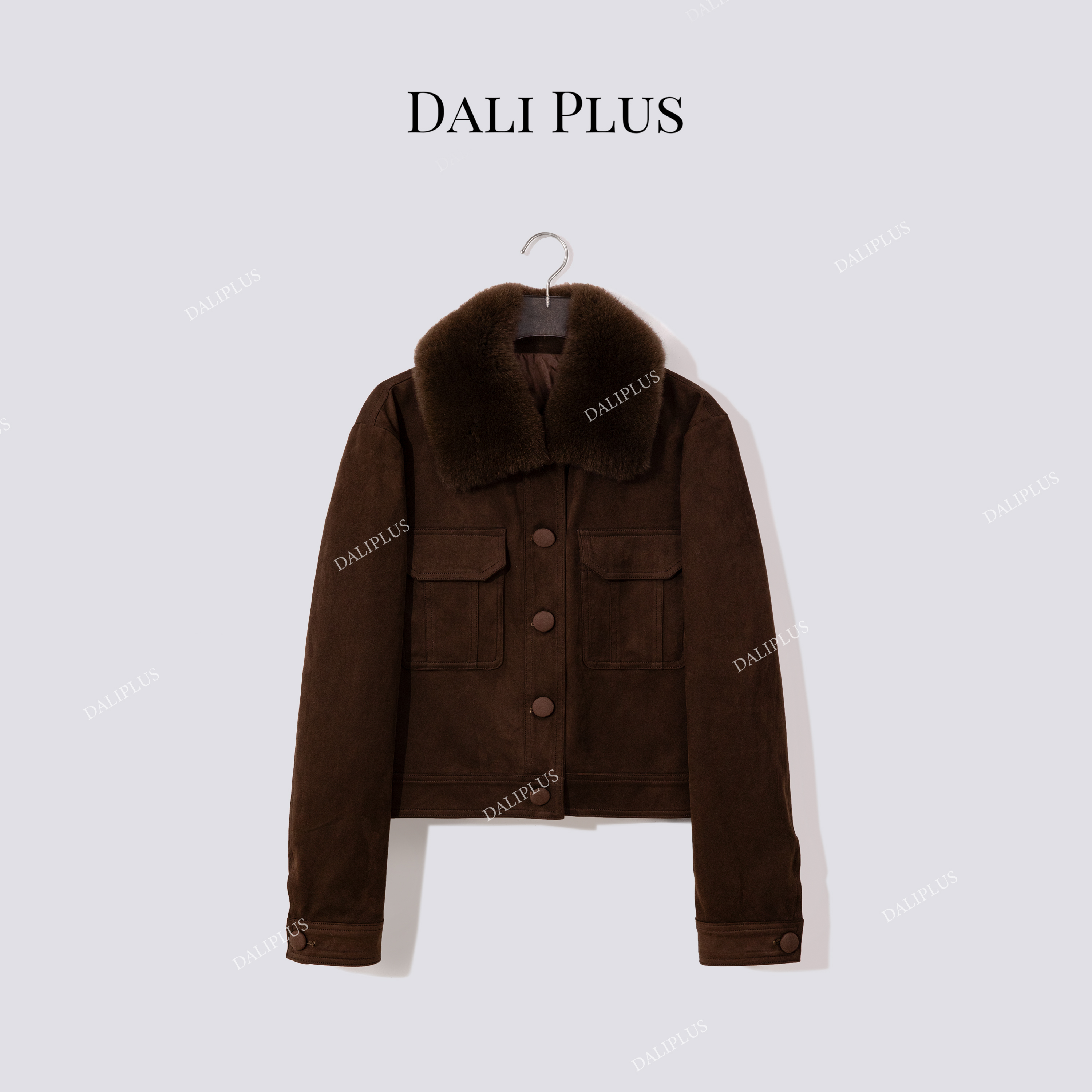 DALI PLUS”琥珀鎏光“皮绒拼接贝贝狐90鹅绒羽绒服-D5MM3035