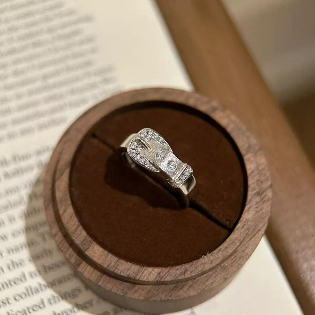 柯柒 铜合金戒指 拉丝皮带戒指轻奢设计小众ins风调节开口戒手饰