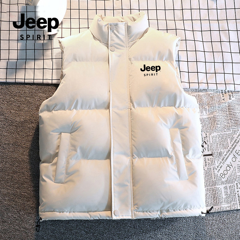 JEEPSPIRIT吉普男士保暖棉马甲户外轻量钓鱼透气宽松潮流痞帅背心