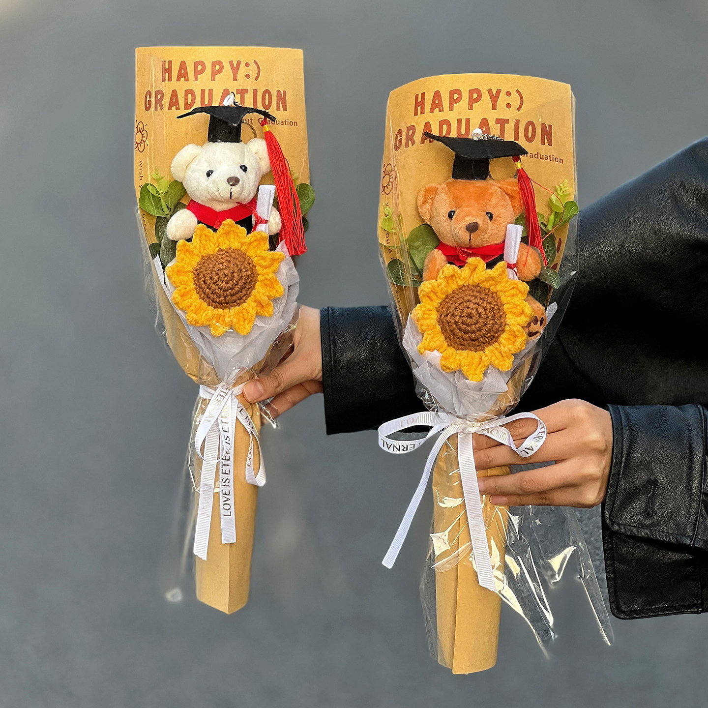 毕业季小熊向日葵针织花束送学生同学生日礼物拍照毕业中高考励志