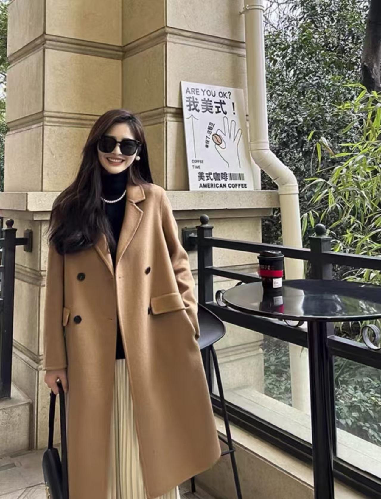 2025秋冬新款时尚百搭洋气显瘦小个子西装领双面羊毛大衣2588