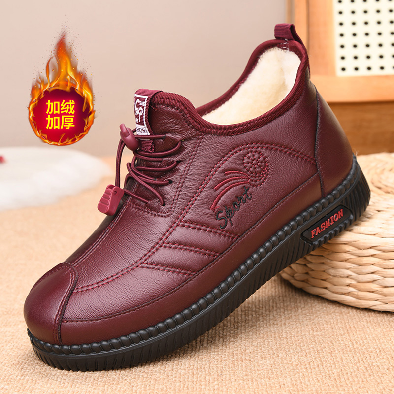 冬季新款加绒加厚防水女士雪地靴软底防滑中老年保暖棉靴妈妈棉鞋