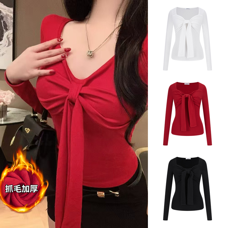 MosesQueen/魔西女王甜辣纯欲修身显瘦紧身打底衫性感别致上衣