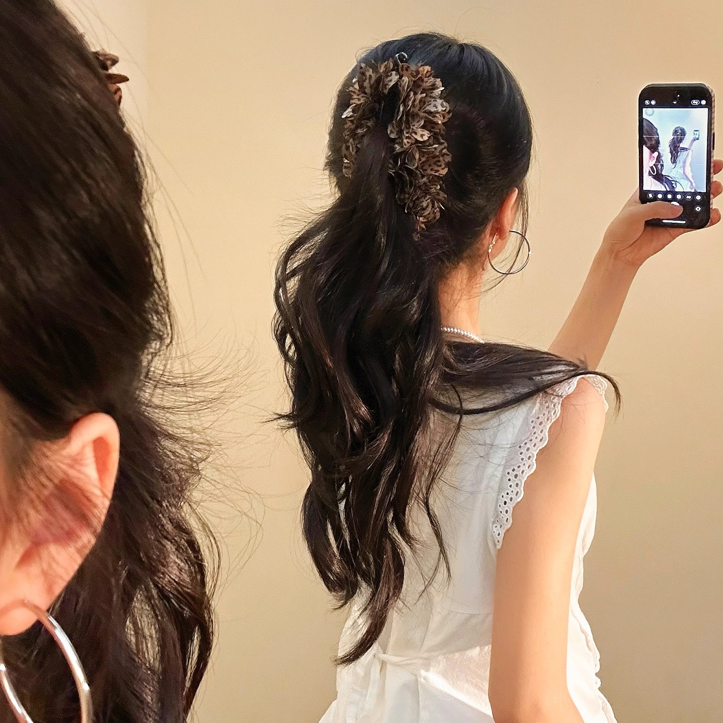 复古豹纹花朵香蕉扭扭夹女后脑勺大号发夹高级感马尾竖夹发卡头饰