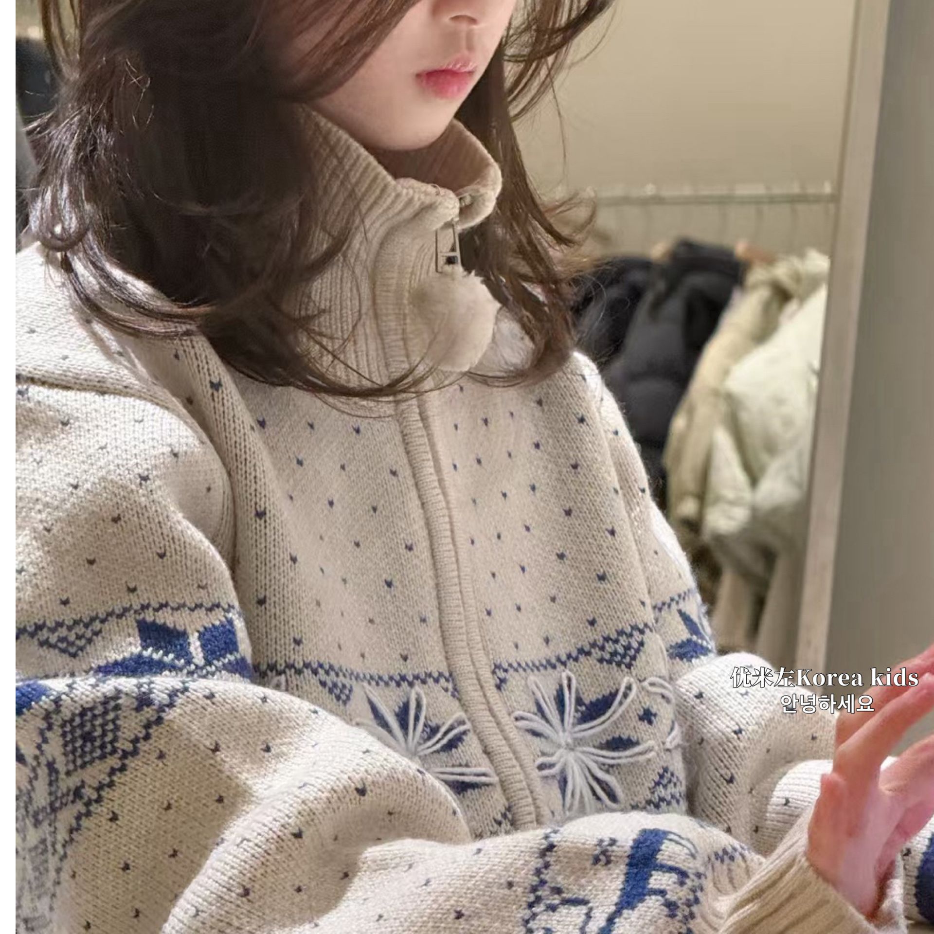 韩国童装女童毛衣2025新款秋冬季儿童加厚百搭开衫外套女孩针织衫