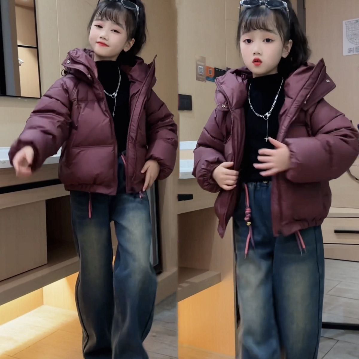 女童冬装保暖棉服2025新款洋气面包保暖儿童加厚冬季外套洋气棉衣