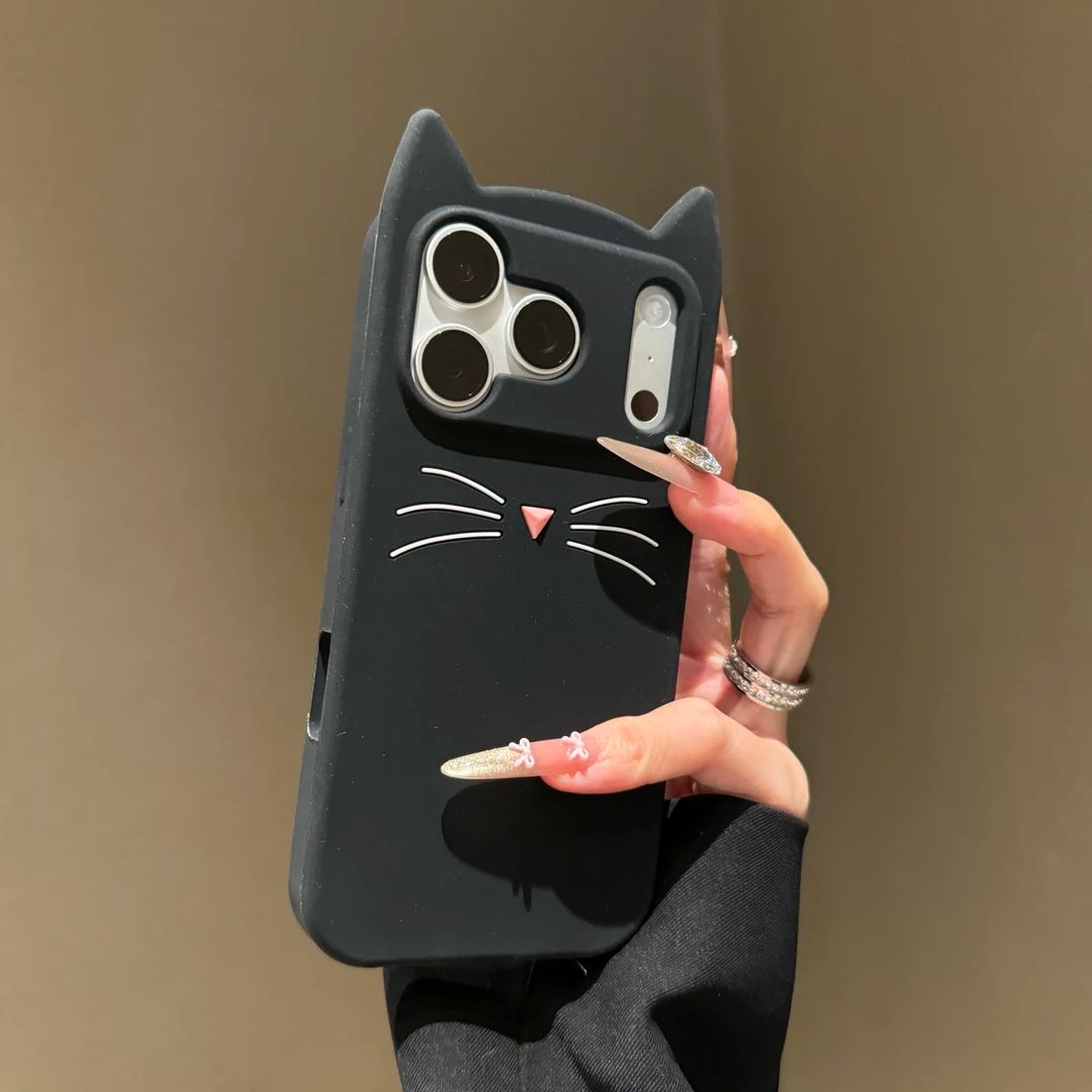 樱花粉胡须猫耳适用苹果17promax手机壳iPhone16软胶15可爱14女生