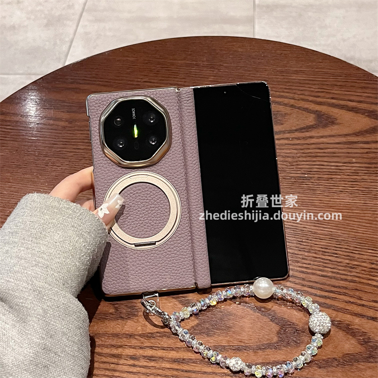 适用华为matex5折叠手机壳matex6典藏版真皮磁吸支架全包中轴保护