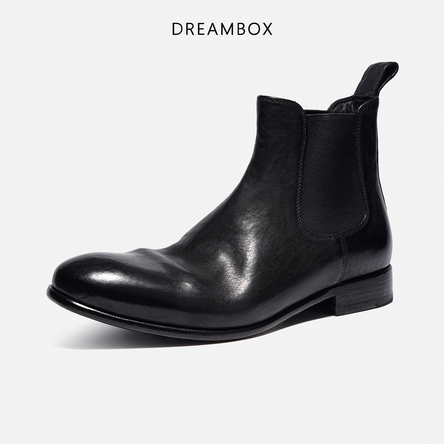 dreambox钧博石洗马皮极简风切尔西靴2025秋冬新款皮靴男士短靴