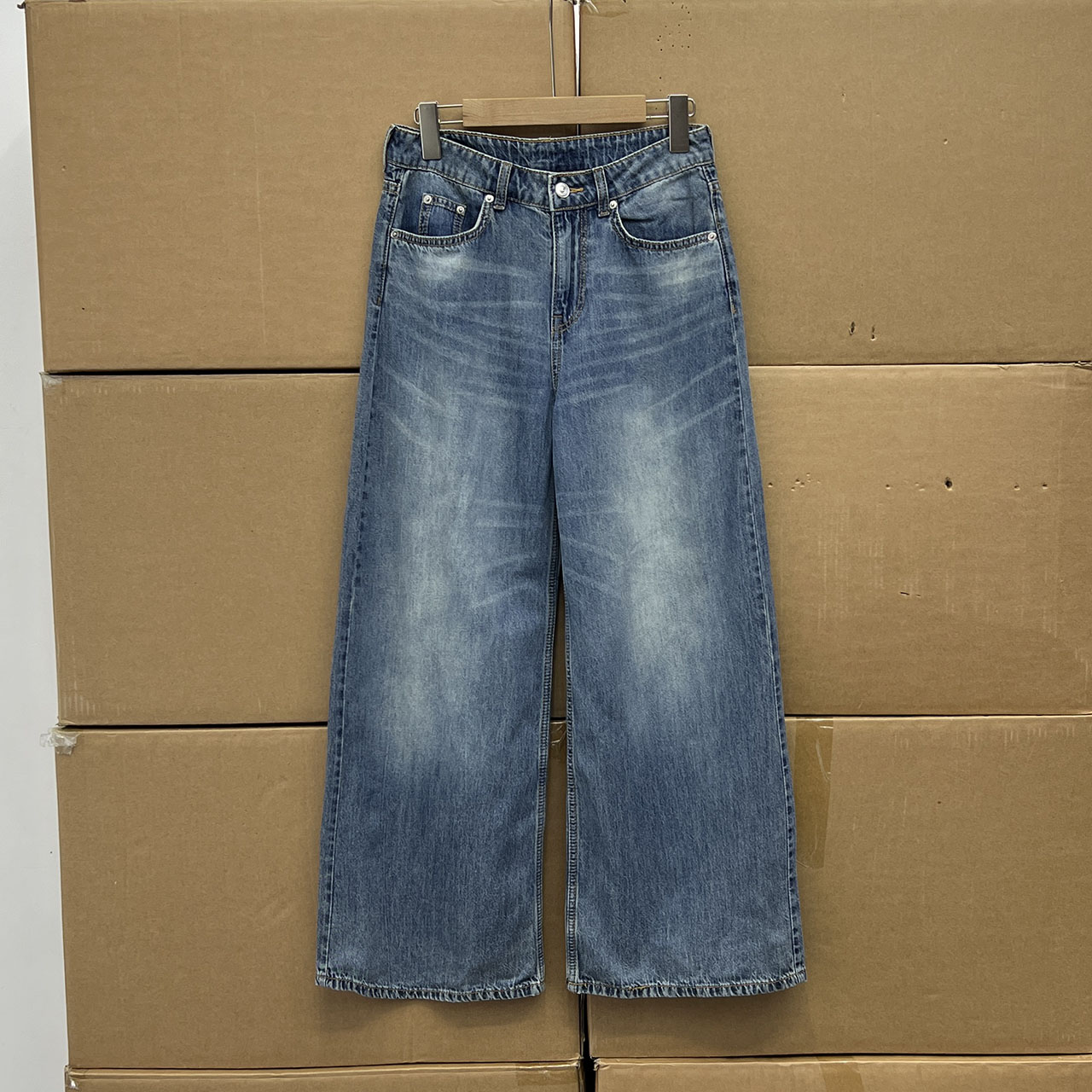 瑞典单！！H家！女装牛仔裤夏季复古感垂感显瘦高腰休闲直筒阔腿裤