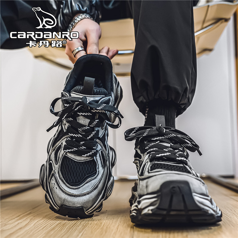 意大利Cardanro/卡丹路男鞋冬季黑色运动鞋潮流休闲百搭老爹潮鞋