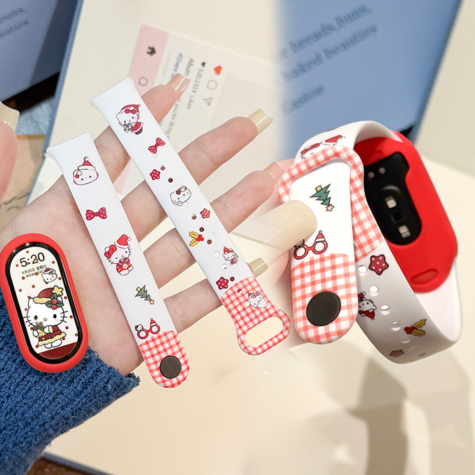 适用小米手环10表带印花硅胶可爱猫ins风9/8nfc腕带软壳小众女款