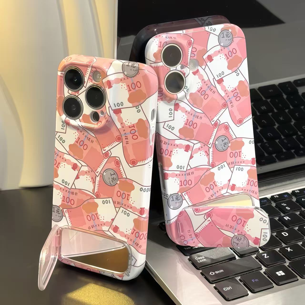 创意钱多多镜子支架适用iPhone17苹果16手机壳华为vivo小米15oppo