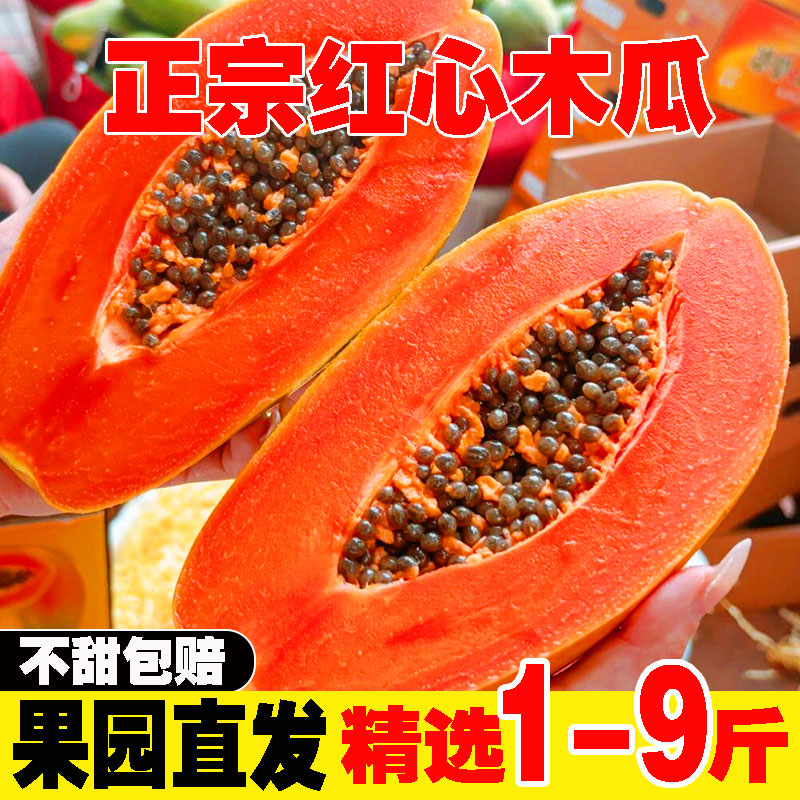 [百补福利]广西正宗冰糖牛奶红心木瓜5斤9斤新鲜当季水果软嫩多汁