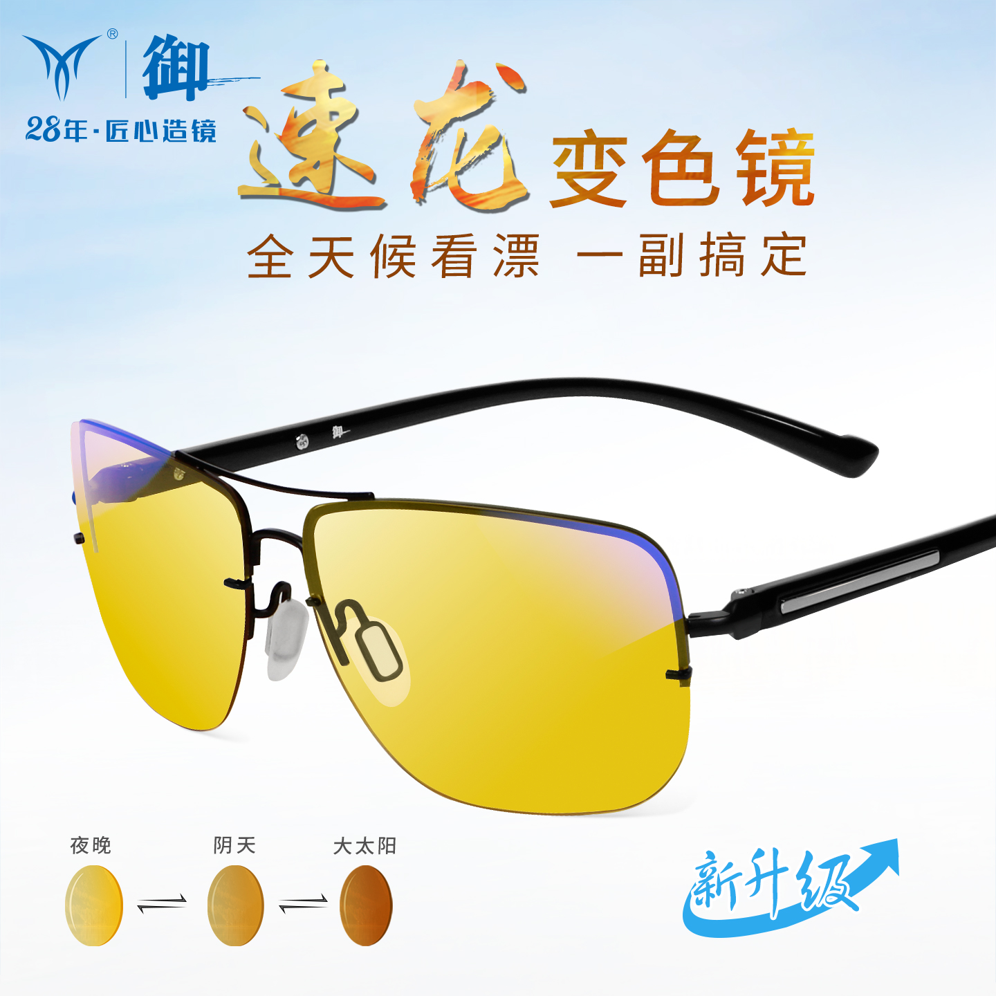 御速龙D2026日夜两用钓鱼镜变色镜全天防辐射时尚高清防紫外线