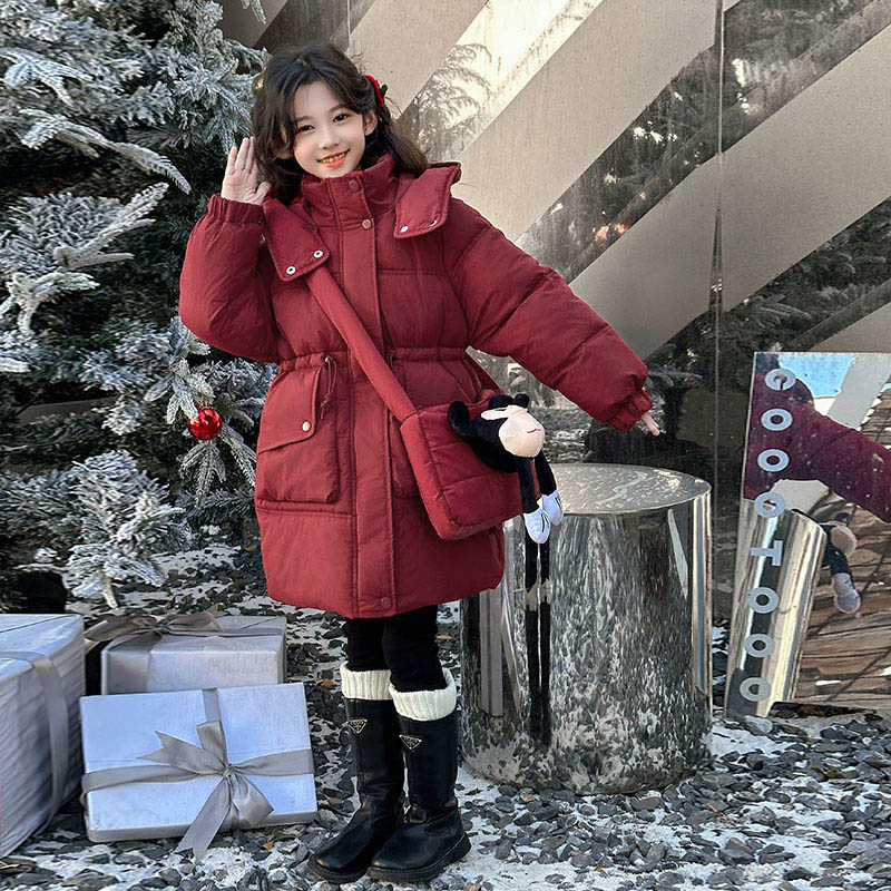 女童棉衣冬装2025新款洋气儿童加厚棉袄中大童装冬季红色羽绒棉服