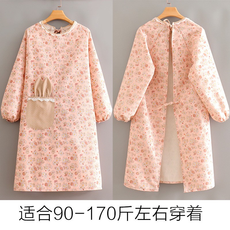 帆布围裙家用厨房冬季罩衣防污时尚做饭围腰成人长袖工作服围裙