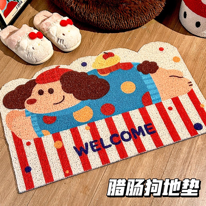 复古丝圈地垫新年防滑脚垫玄关美式地毯入户门口可裁剪高颜值门垫