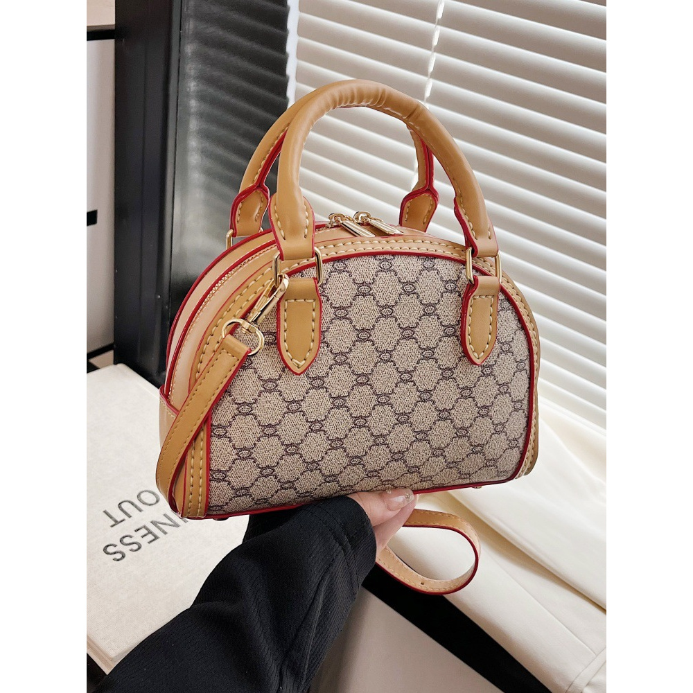 diy手工材料包自己做复古老花手提波士顿包斜挎包贝壳包妈妈包女