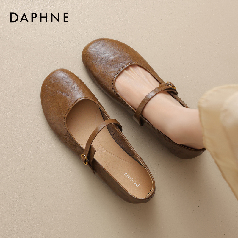 达芙妮复古温柔单鞋女春秋2025新款低跟小皮鞋女款软皮玛丽珍鞋子