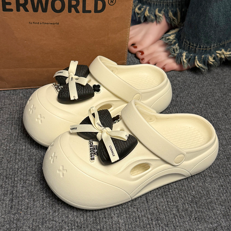 启布熊夏季外穿厚底EVA洞洞鞋女款2025新款爆款防滑时尚室外凉鞋