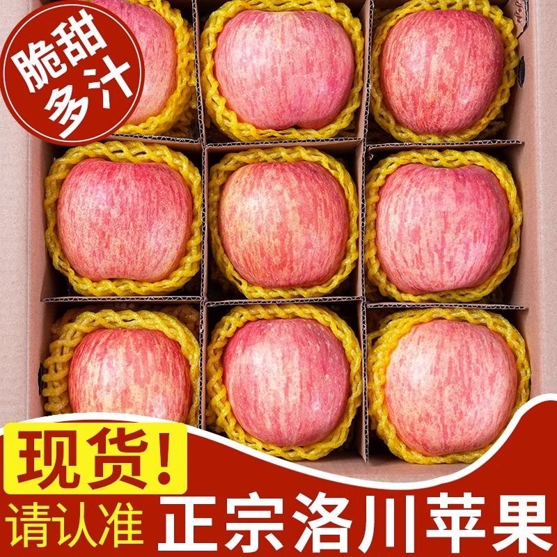 【产地直发正宗洛川苹果带箱9.5-10斤】陕西红富士苹果现摘现发qggy