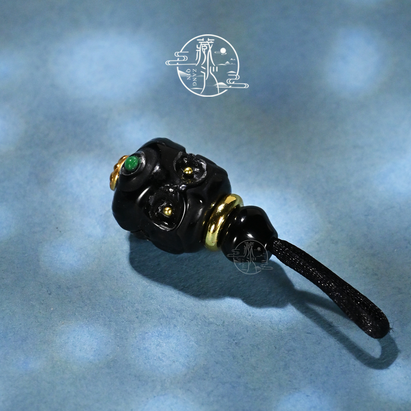 11.5MM黑玛瑙分体式三通文玩108星月椰蒂手串DIY配饰佛塔佛头配珠