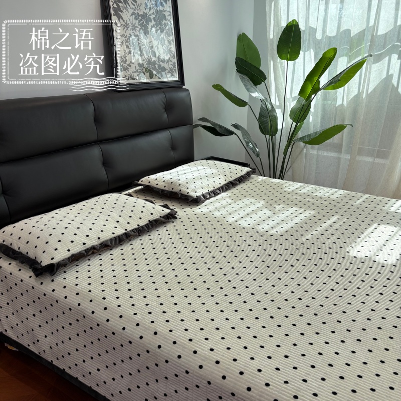 3米加长加大高克重宝宝绒婴儿绒床盖三件套