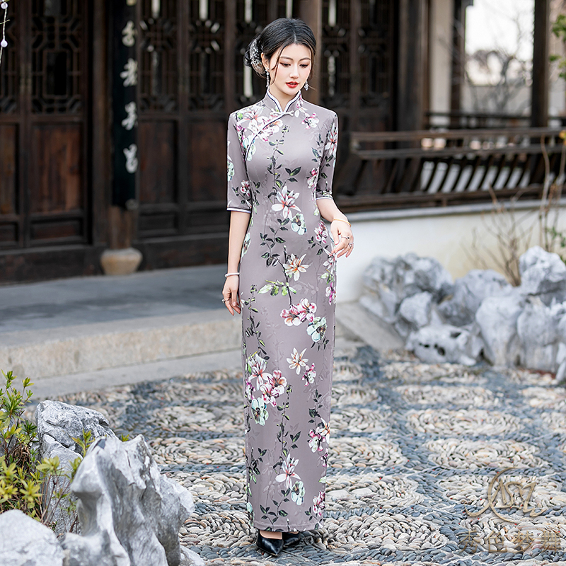 秀色梦舞25新款显瘦新中式旗袍连衣裙改良长款修身复古日常气质