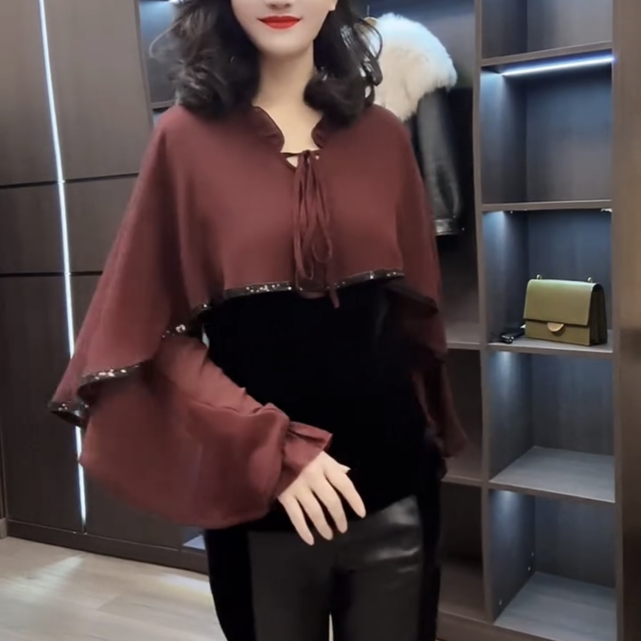 私人订制长袖披肩衬衫女秋季设计感小众气质百搭上衣潮