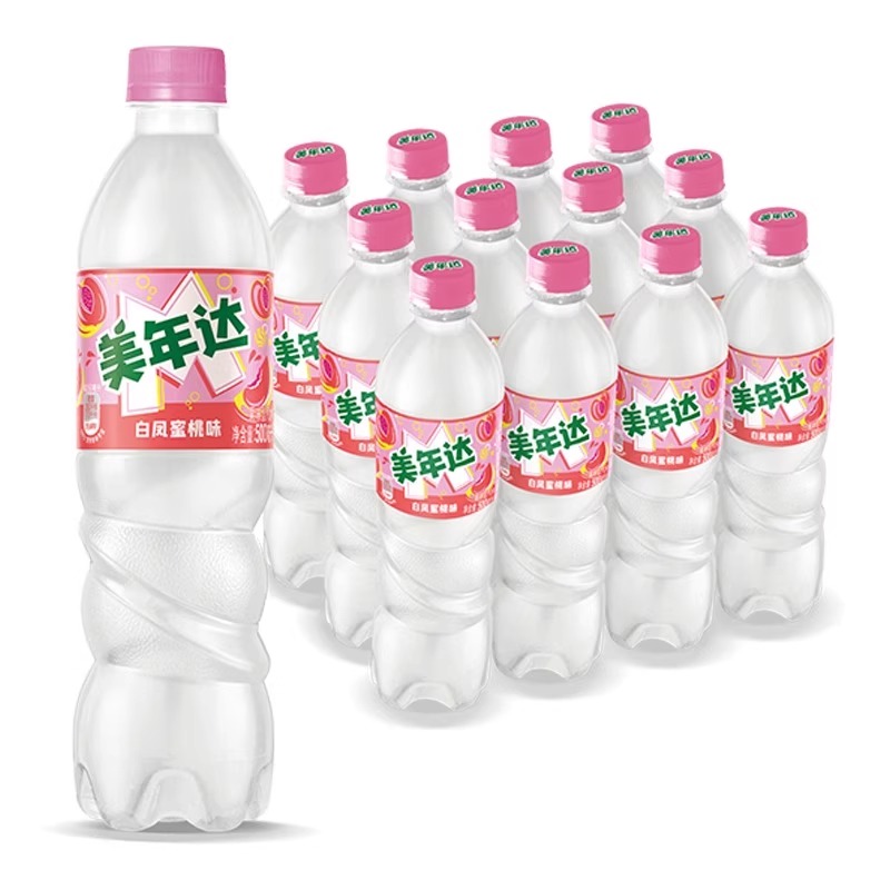 百事可乐美年达新品500ml*12瓶白凤蜜桃味果味饮料整箱夏日饮品