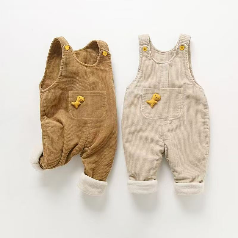 婴童背带裤加绒加厚男女宝宝秋冬装休闲裤儿童