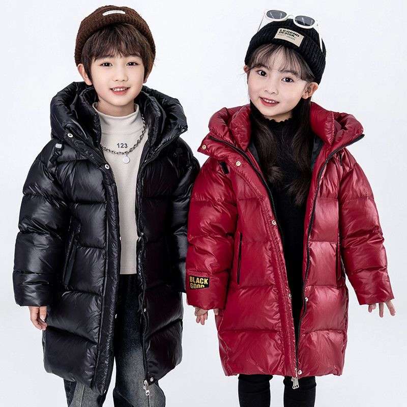 黑金中长款加厚儿童冬季加厚女童中长款中大童鸭绒新款外套