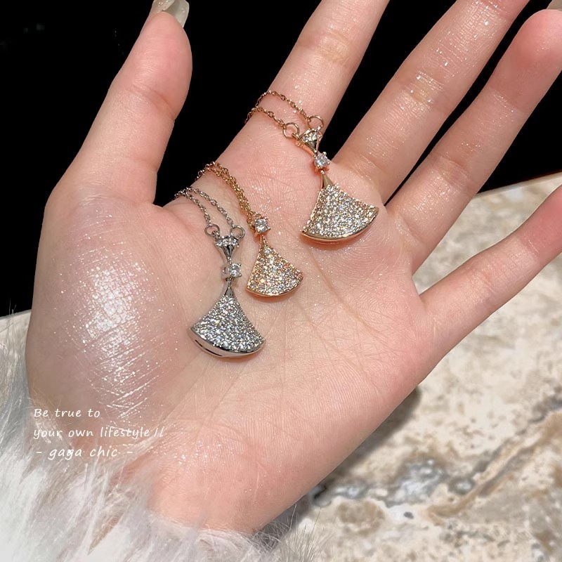 铜合金项链 富贵小扇扇高品质贵气逼人闪钻项链 高级感锁骨链222