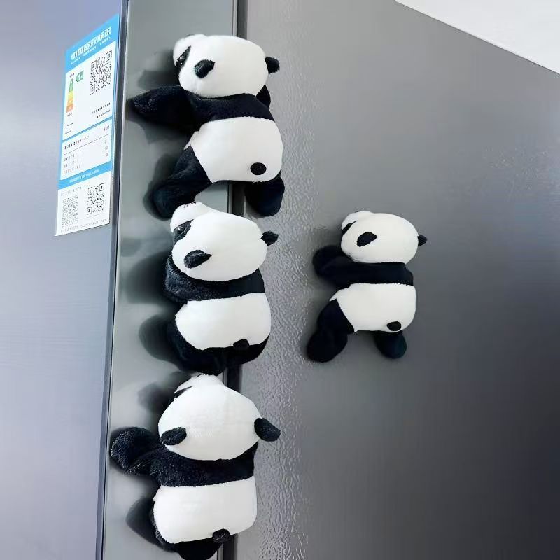熊猫冰箱贴可爱磁吸贴饰成都熊猫3d立体旅游纪念毛绒公仔文化装饰