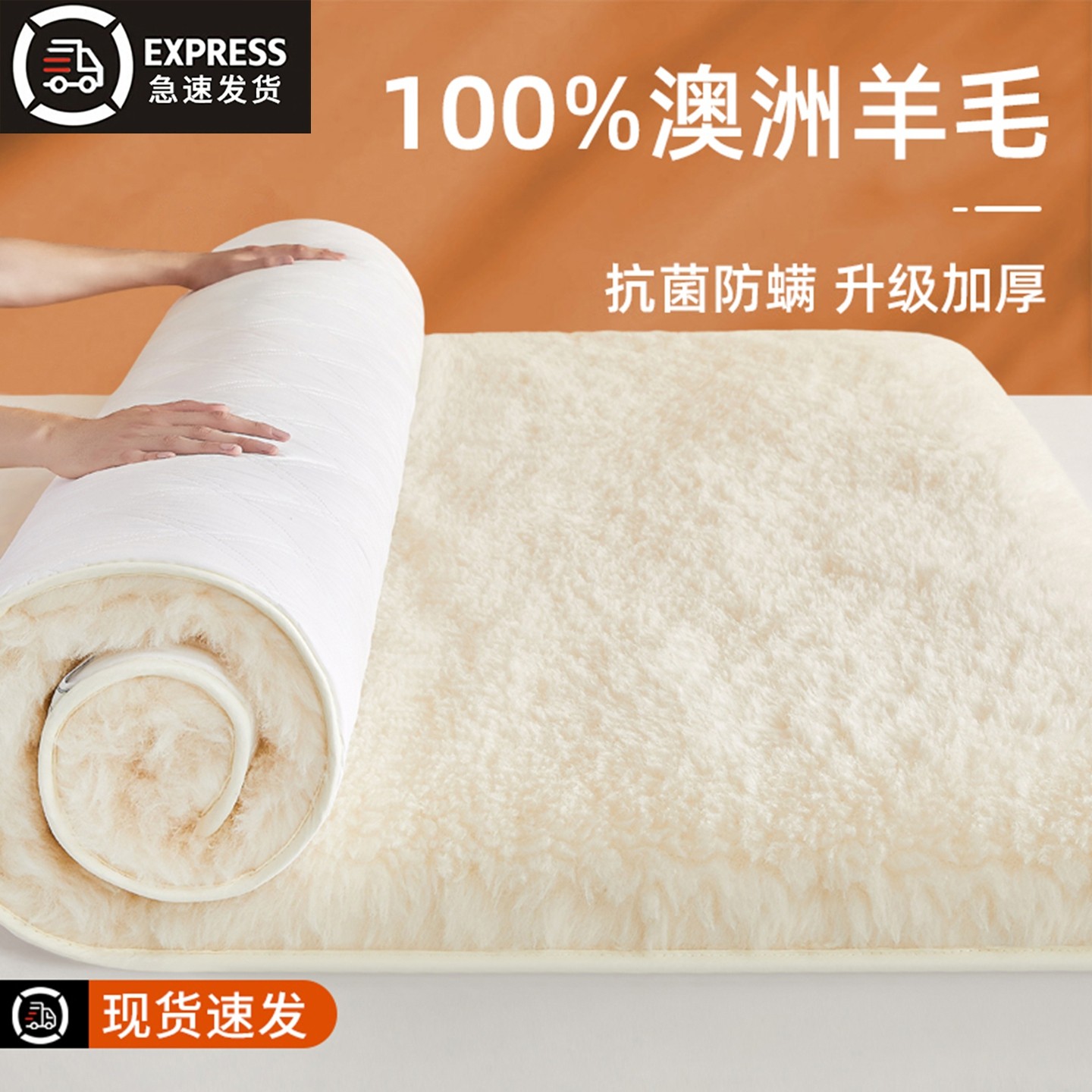100%进口澳洲羊毛床垫软垫冬季床褥子加厚单人冬天保暖羊羔绒垫子