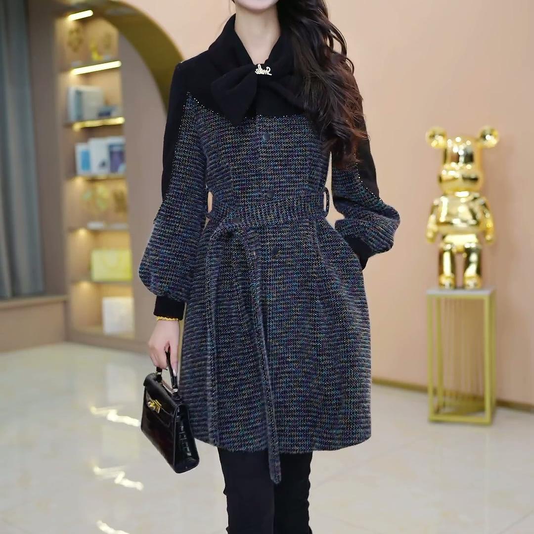 雪金绒2025秋季新款优雅时尚大气设计感减龄收腰显瘦气质外套