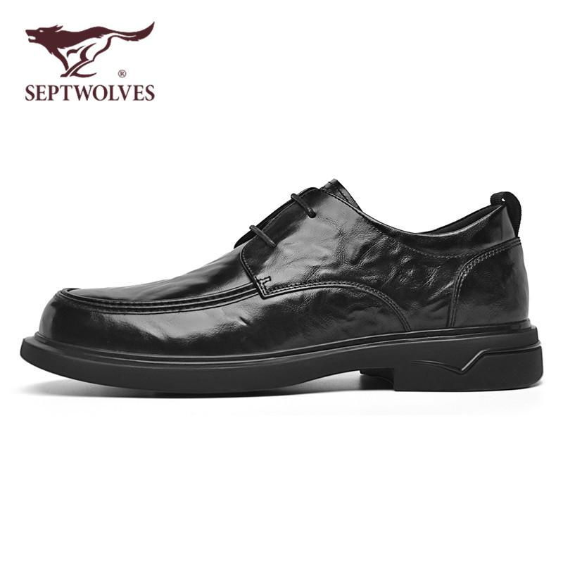七匹狼正品男鞋秋季2025新款男士商务休闲皮鞋通勤软底增高德比鞋