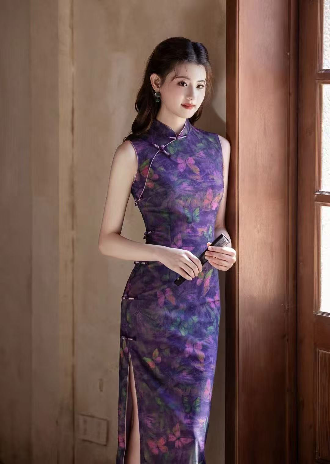 风华《紫蝶梦语》爆款紫色夏季旗袍连衣裙气质时尚中长款修身日常