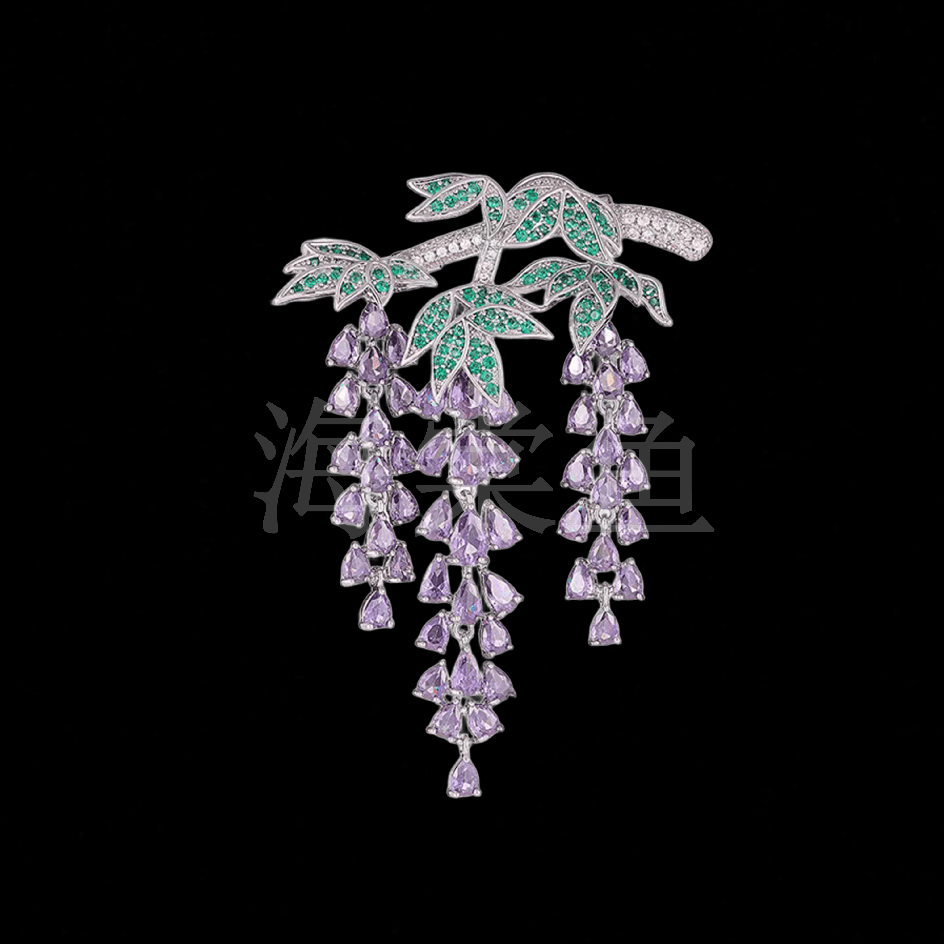 铜合金合成锆石胸针 时尚气质百搭紫葡萄胸针5975