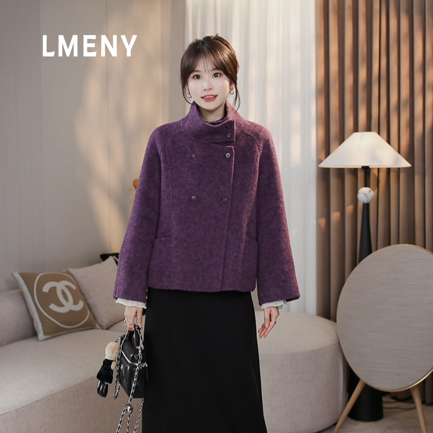 LMENY“新贵大衣”绵羊毛大衣女25秋冬新款小香风短款外套25DW021