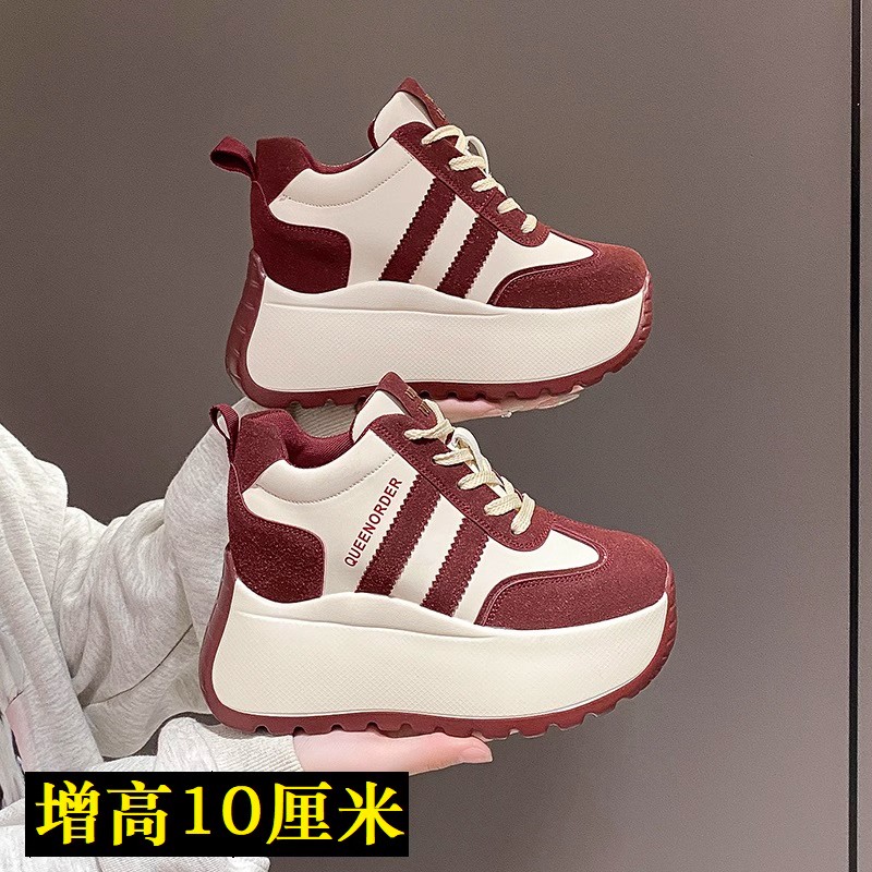 10cm厚底内增高老爹鞋女2025春秋新款小个子增高阿甘鞋休闲运动鞋