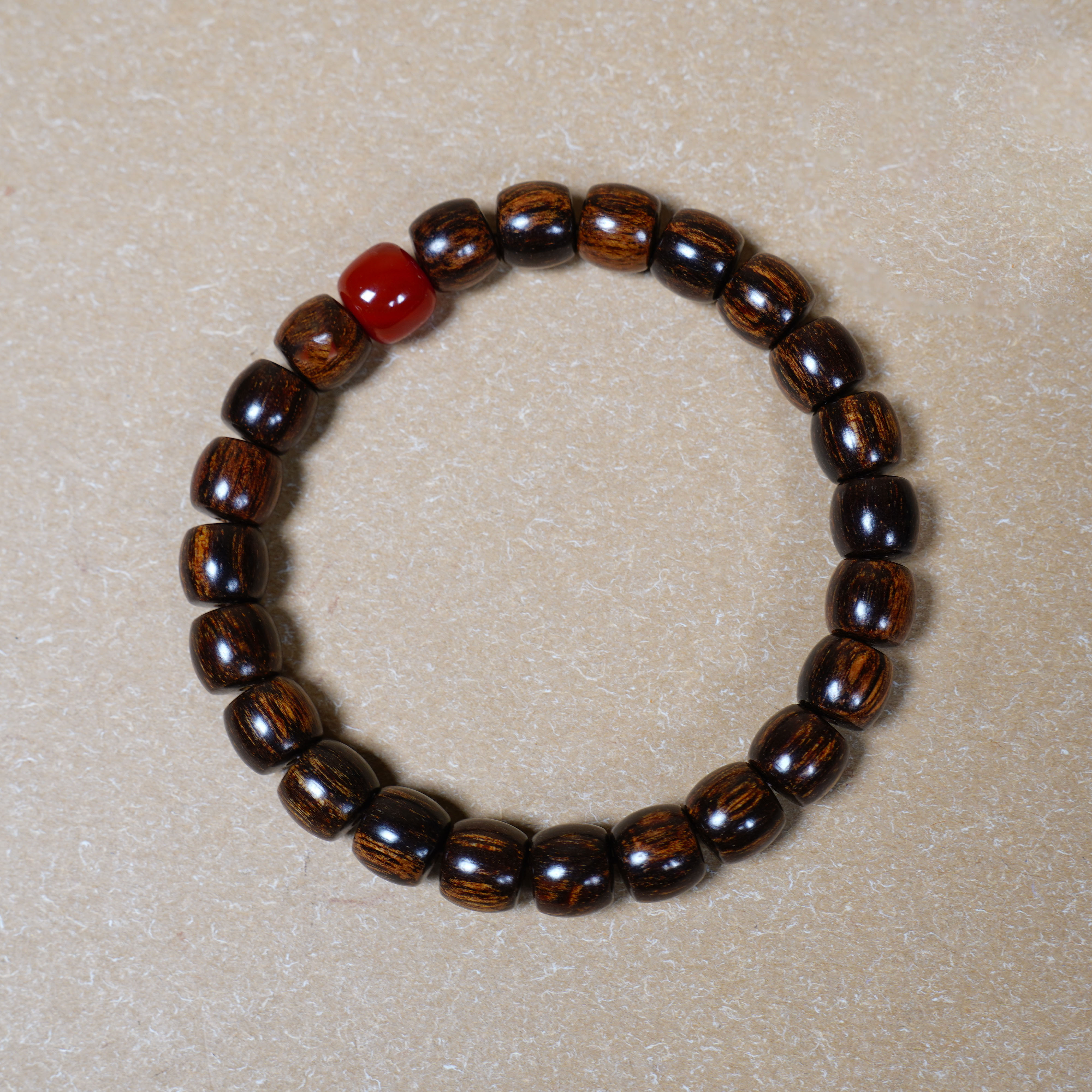 【造木东方】巴布亚贡木8*9直切珠暗夜星空手串+南红+木雕