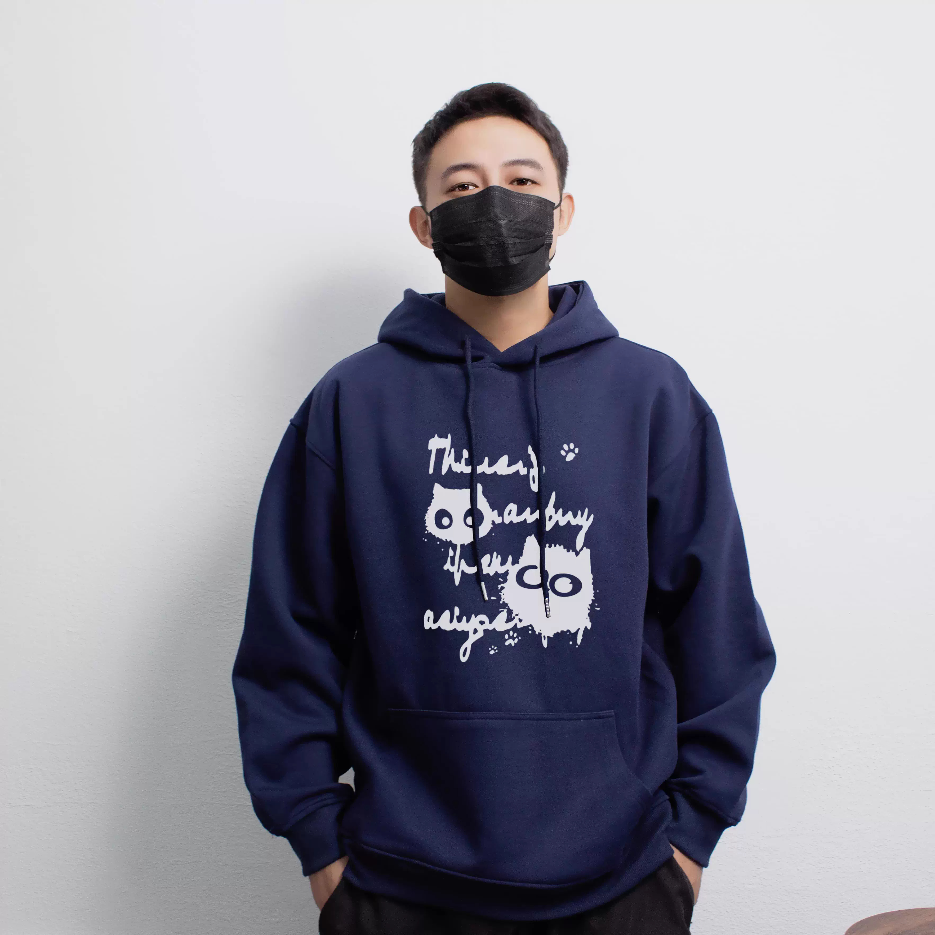 凯颂加肥大码300斤韩系卡通小猫休闲风连帽卫衣男女秋冬宽松上衣