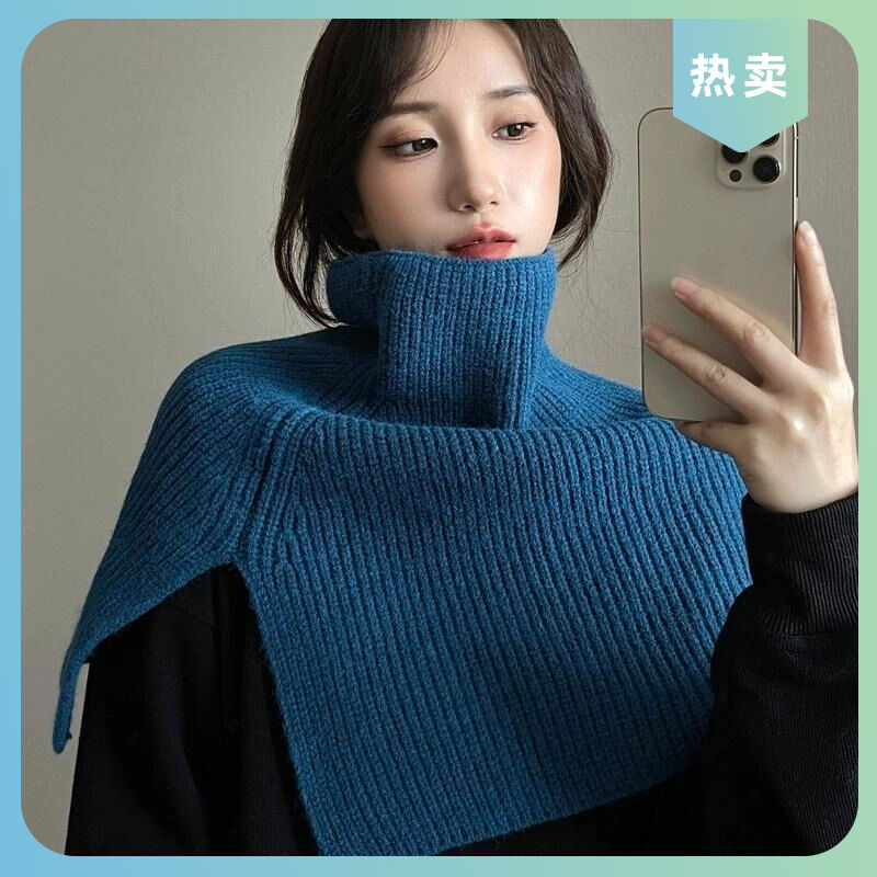 外搭百搭时尚脖套韩系围巾新款毛针织套头围脖女女纯色冬季披肩