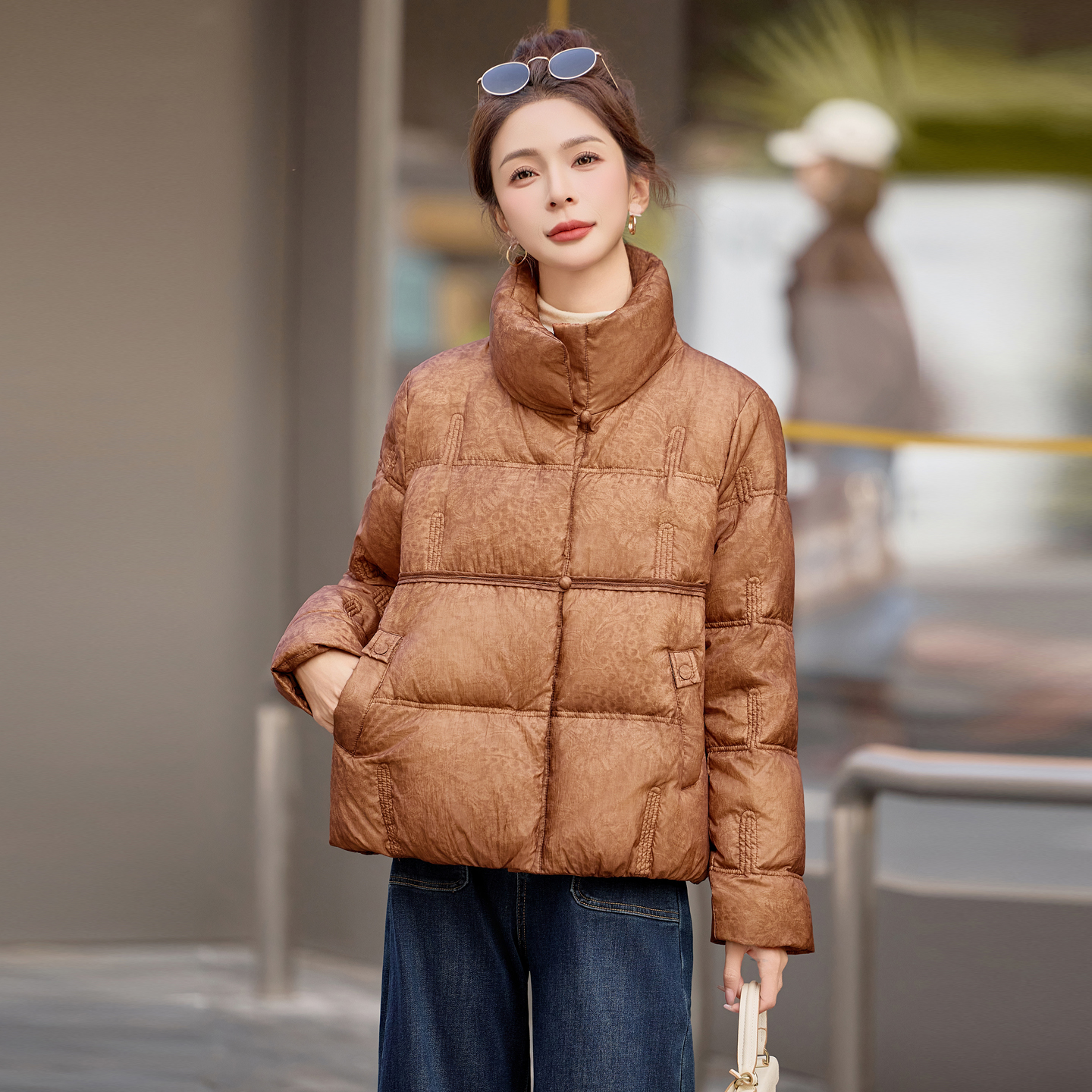 新中式提花羽绒服女冬2025新款妈妈宽松洋气加厚保暖90白鸭绒外套